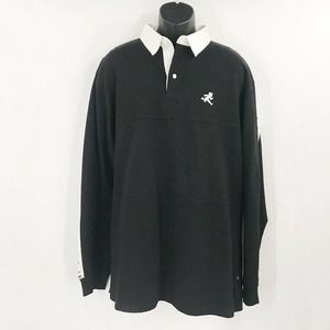 Play Cloths Men's White Collar Long Sleeve Black Shirt - Size 3XL